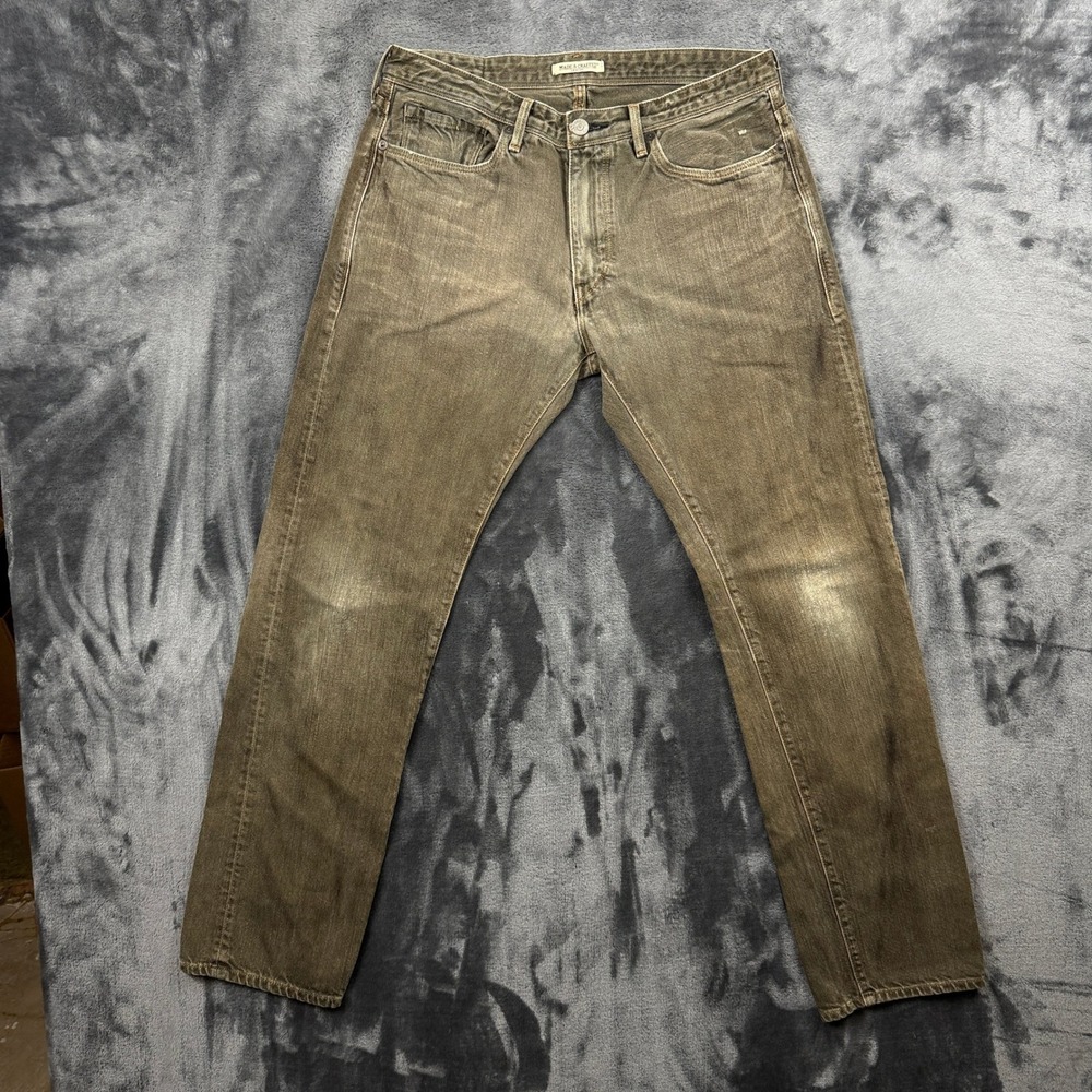 Levi's Made & Crafted Jeans Mens 31 Brown Olive Straight Leg Made in USA Denim